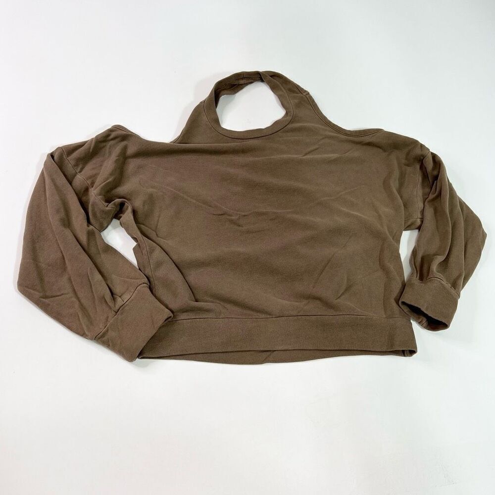 Lanston Long Sleeve Top Women's Medium Brown Halter Neck Brown Pullover New